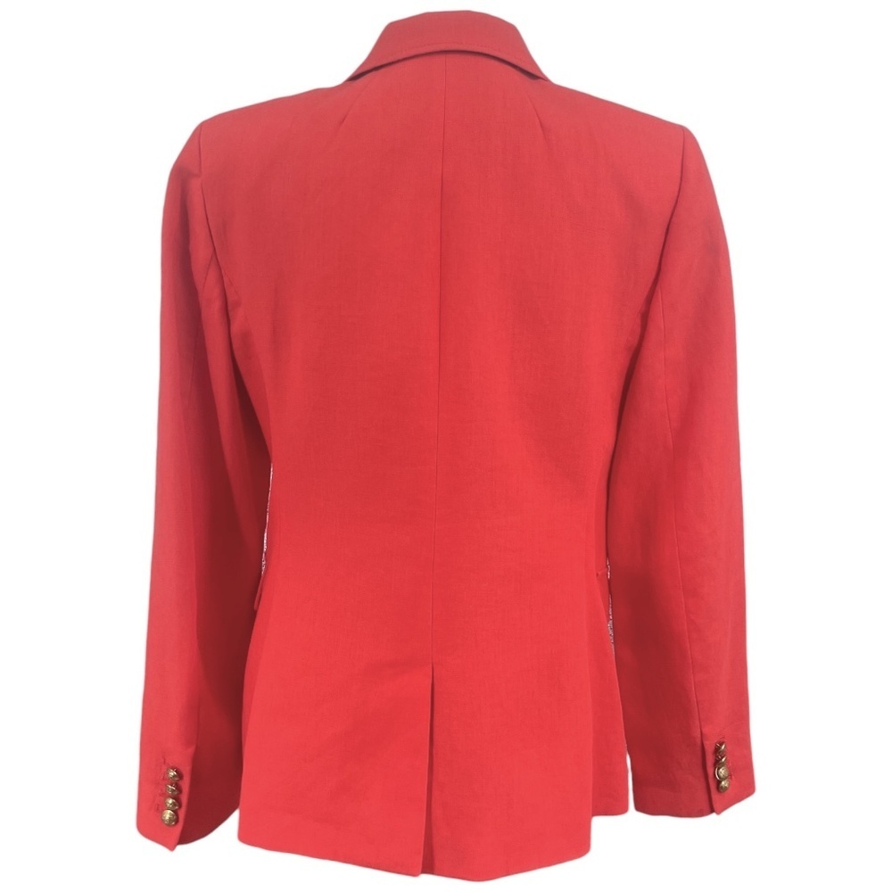 J Crew Womens Rhodes Linen Blazer with Gold Buttons, Bright Coral, Size 6 - Picture 3 of 10